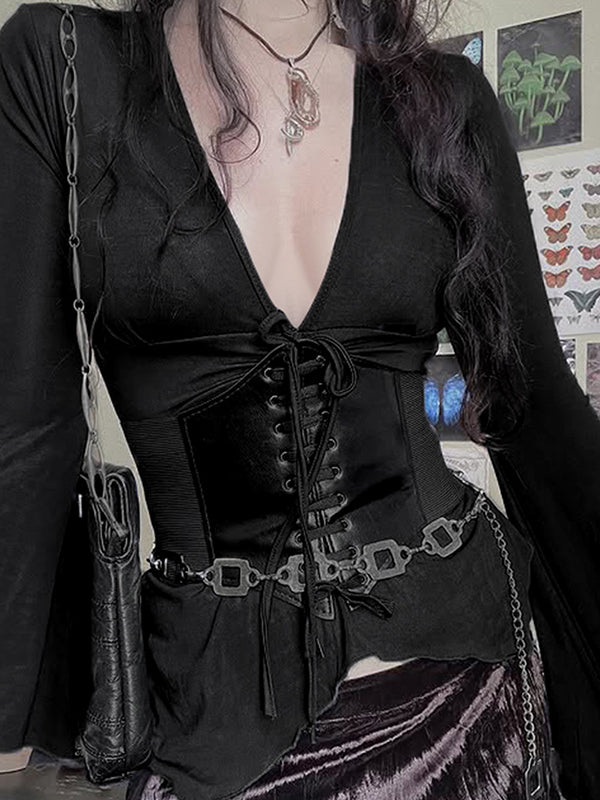 Drawstring Slimming Long Sleeve