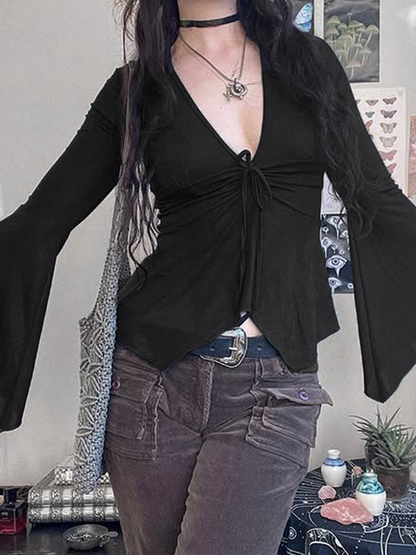 Drawstring Slimming Long Sleeve