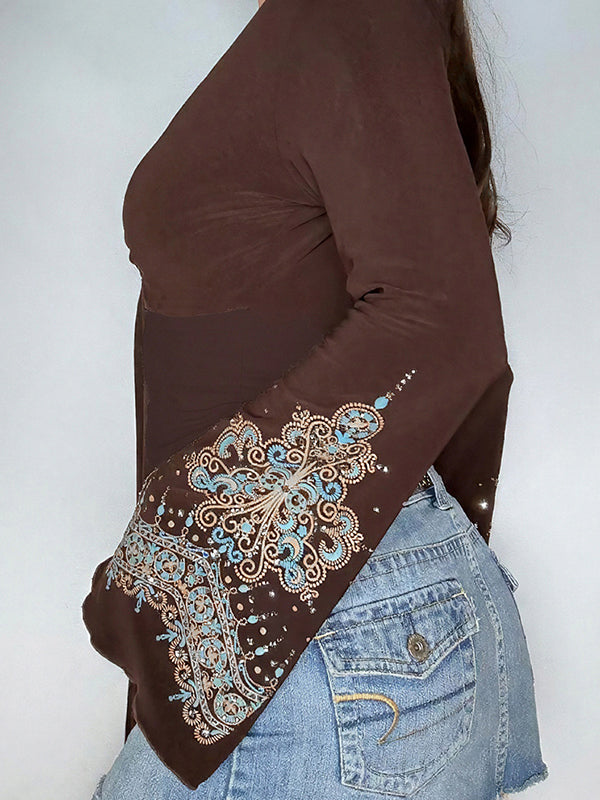 Ethnic Floral Print Long Sleeve