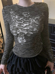 Hollow-Out Printing Long Sleeve