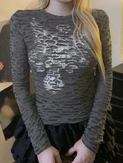 Hollow-Out Printing Long Sleeve