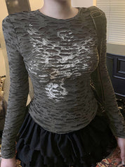 Hollow-Out Printing Long Sleeve