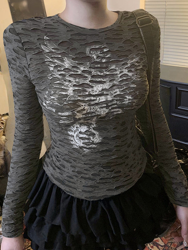 Hollow-Out Printing Long Sleeve