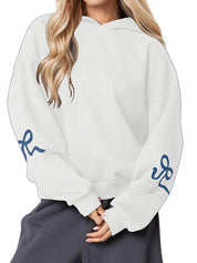 Bowknot Print Loose Sweatshirts
