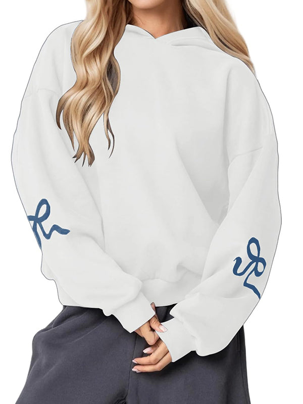Bowknot Print Loose Sweatshirts