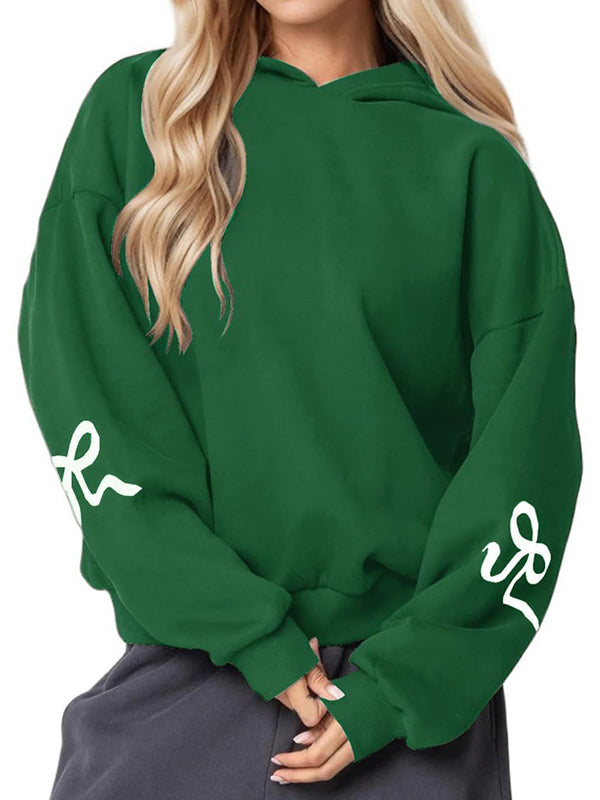 Bowknot Print Loose Sweatshirts
