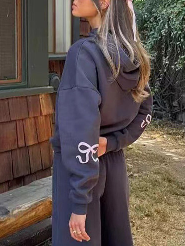 Bowknot Print Loose Sweatshirts