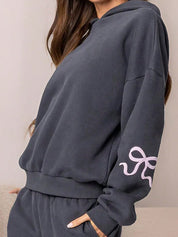 Bowknot Print Loose Sweatshirts
