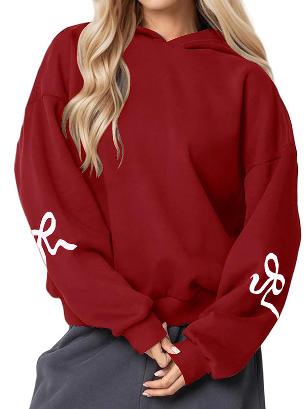 Bowknot Print Loose Sweatshirts