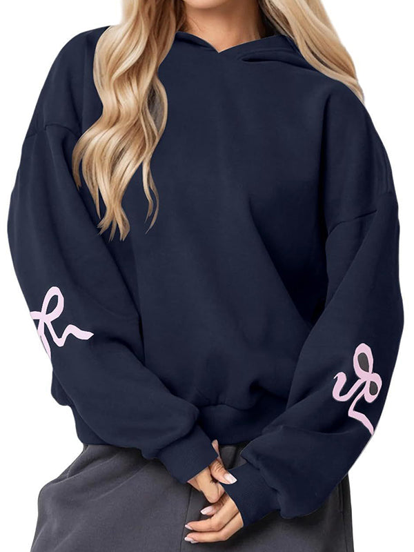 Bowknot Print Loose Sweatshirts