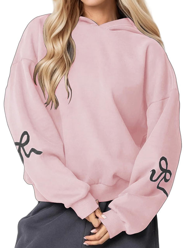Bowknot Print Loose Sweatshirts
