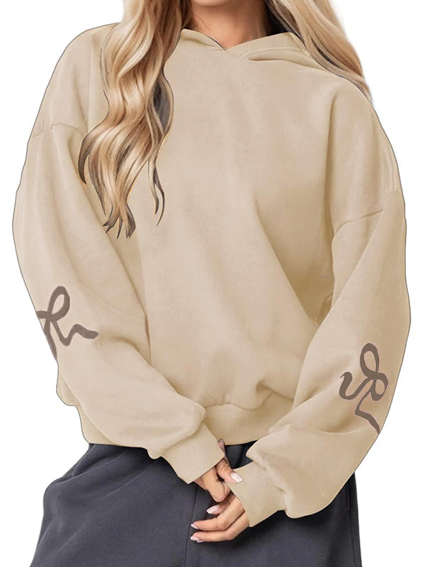 Bowknot Print Loose Sweatshirts