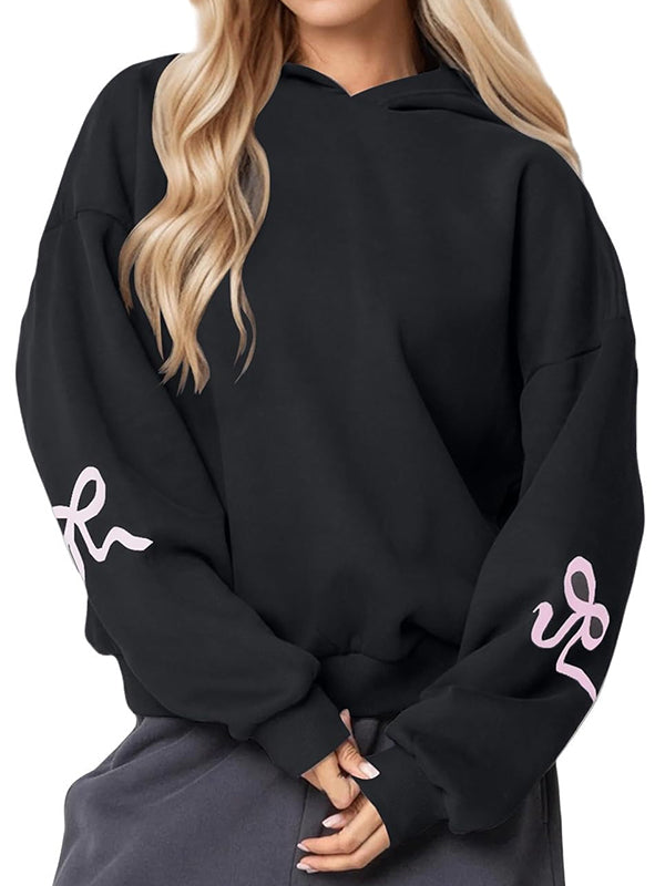 Bowknot Print Loose Sweatshirts
