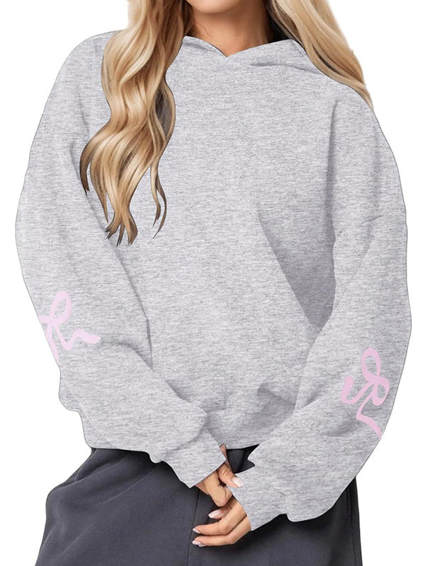 Bowknot Print Loose Sweatshirts