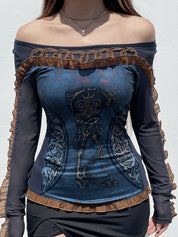 Retro-Printed Top Long Sleeve