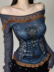 Retro-Printed Top Long Sleeve