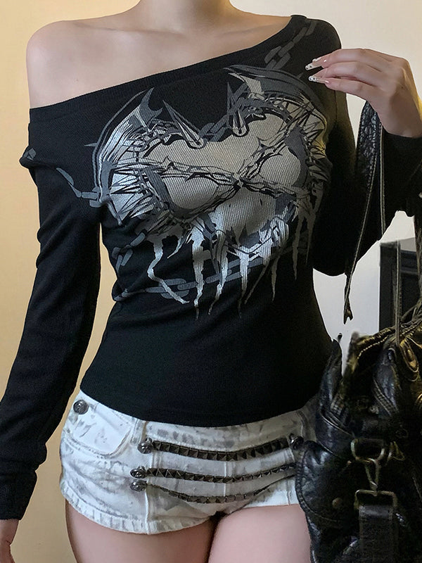 Retro-Printed Top Long Sleeve