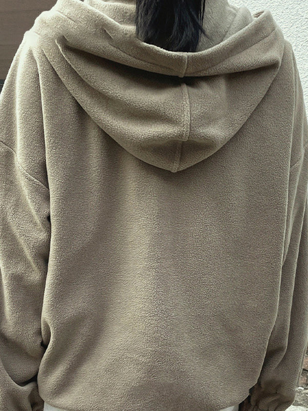 Half-Zip Shearling Hoodie Sweatshirts