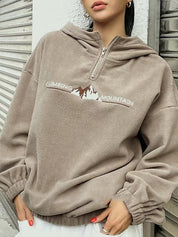 Half-Zip Shearling Hoodie Sweatshirts