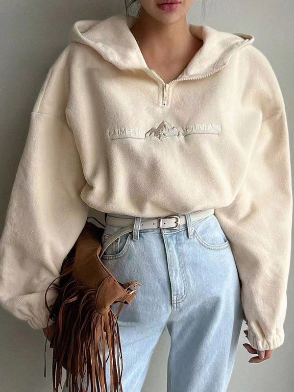 Half-Zip Shearling Hoodie Sweatshirts