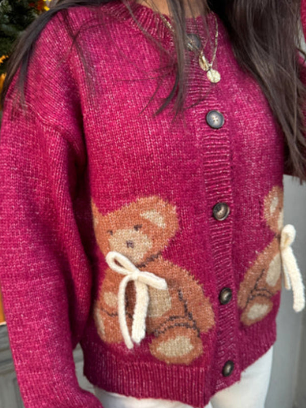 Bear Bow Print Sweaters