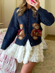 Bear Bow Print Sweaters
