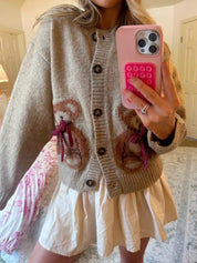 Bear Bow Print Sweaters