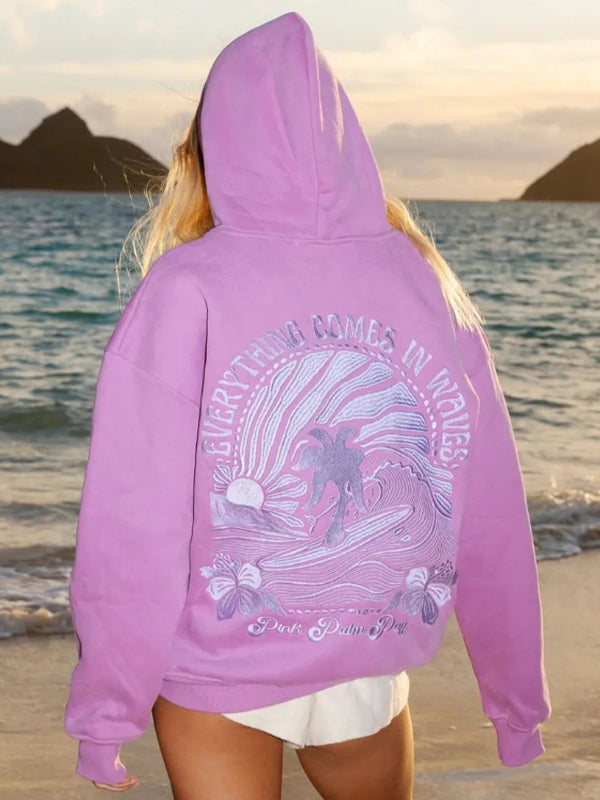 Ocean Wave Print Sweatshirts