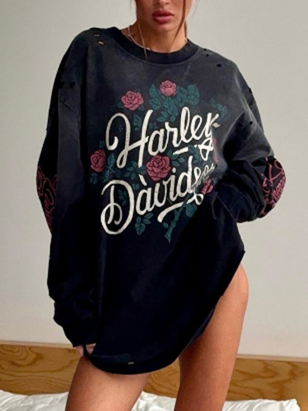 Retro-Printed Top Long Sleeve