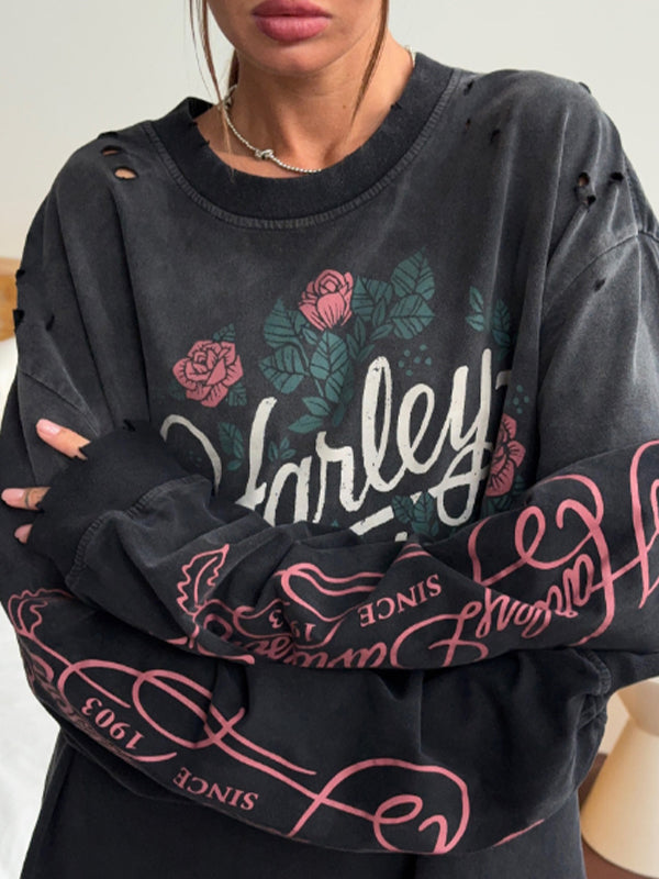 Retro-Printed Top Long Sleeve