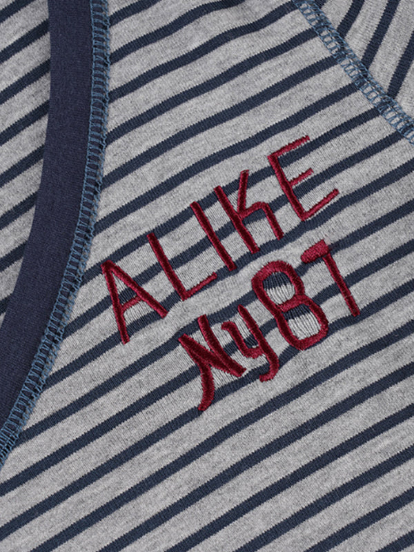 Striped Print Slim-Fit Top Long Sleeve