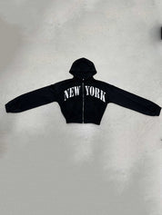 New York Print Zipper Hoodie Sweatshirts