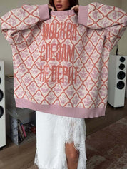 Diamond-Patterned Loose-Fit Sweater