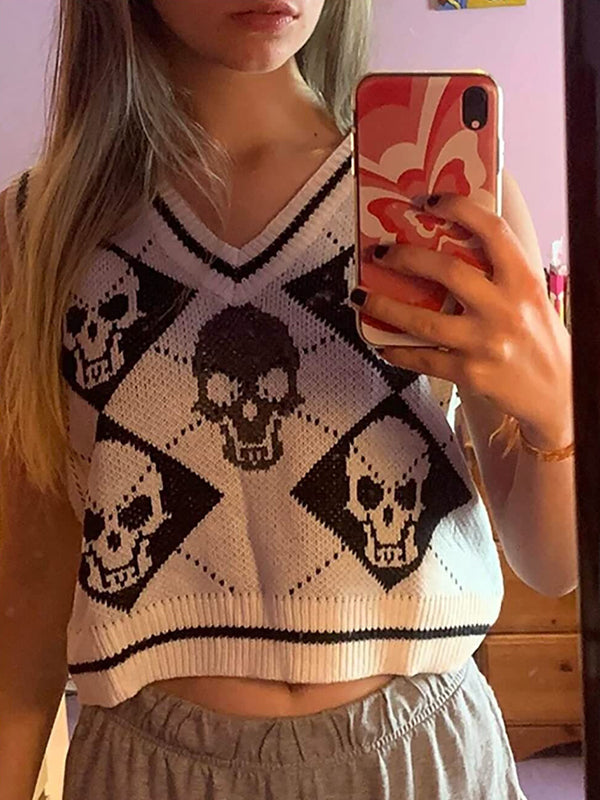 Halloween Skull Sweater Vest