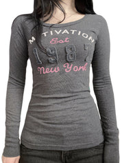 Retro-Printed Top Long Sleeve