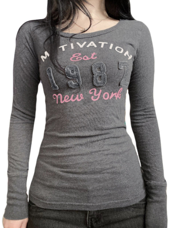 Retro-Printed Top Long Sleeve