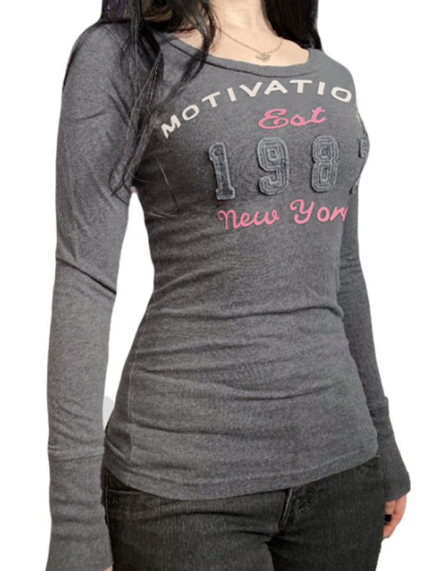 Retro-Printed Top Long Sleeve