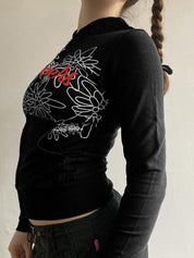 Retro Abstract Print Zipper Hoodie Jacket