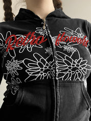 Retro Abstract Print Zipper Hoodie Jacket