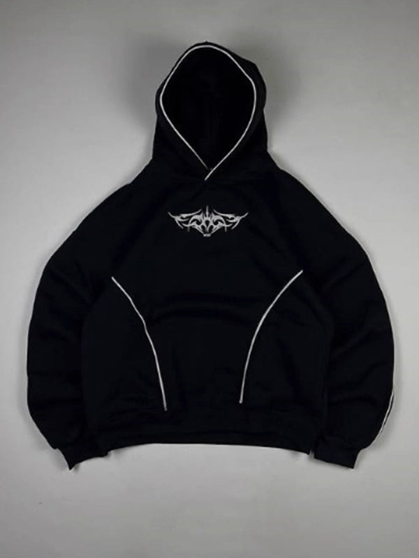 Contrast-Color Printed Hoodie Sweatshirts