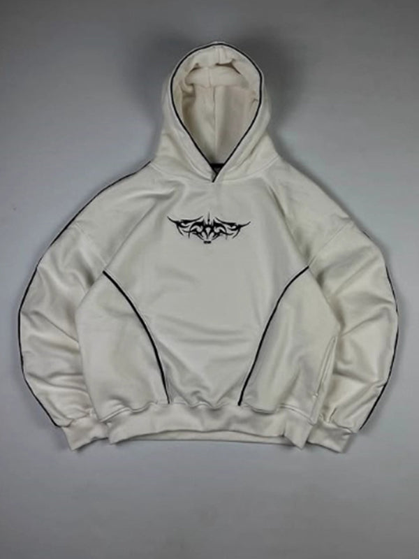 Contrast-Color Printed Hoodie Sweatshirts