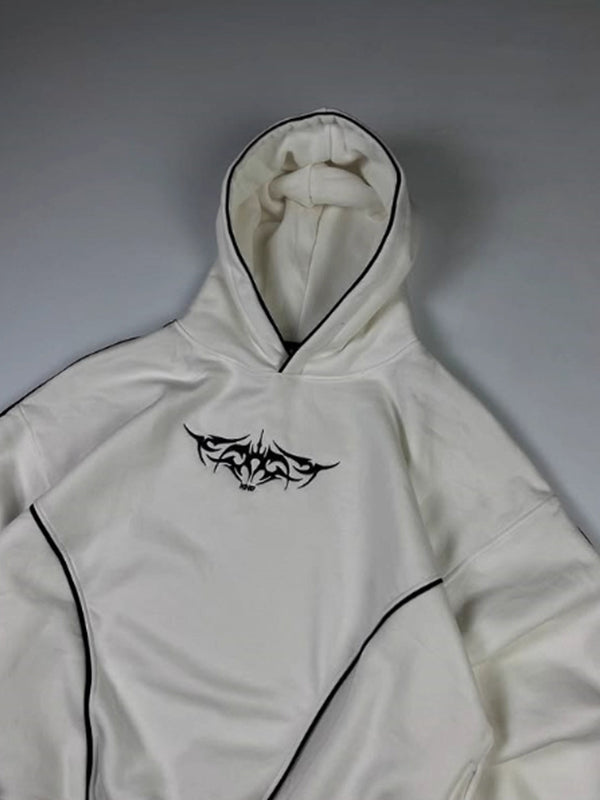 Contrast-Color Printed Hoodie Sweatshirts