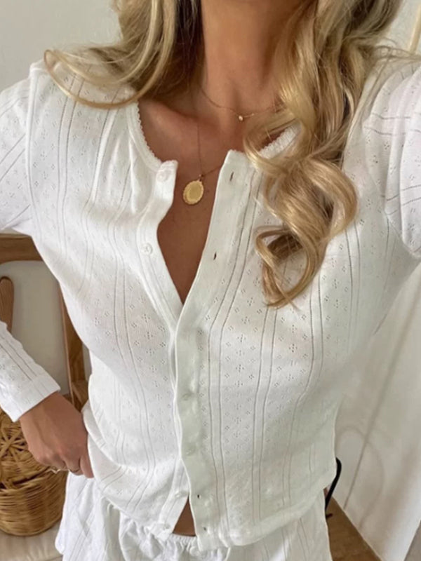 Textured Jacquard Cardigan Long Sleeve