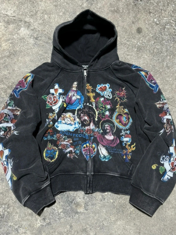 Retro Abstract Print Sweatshirt