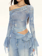 Ombre Mesh Long Sleeve