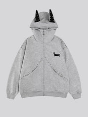 Pitbull Print Zipper Hoodie Jacket