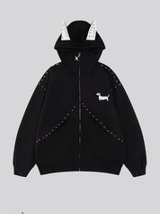 Pitbull Print Zipper Hoodie Jacket