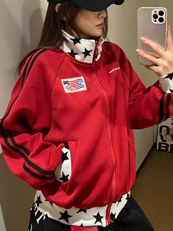 Star American-Style Zipper Hoodie Jacket