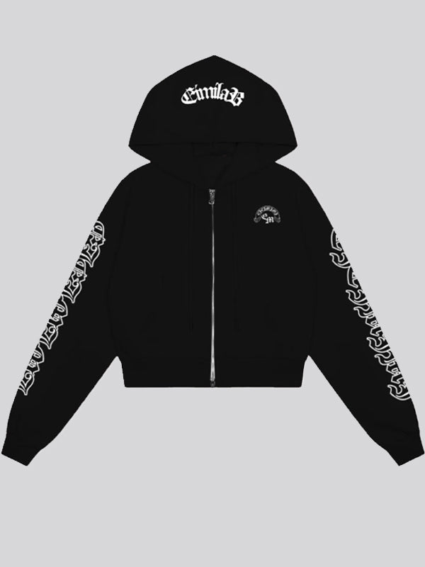 Retro Cross Letter Print Hoodie Sweatshirts