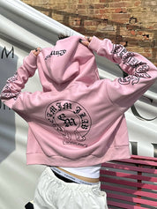 Retro Cross Letter Print Hoodie Sweatshirts